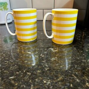 Kate Spade Yellow and White Striped Mugs